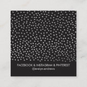 頭が切れるシンプルSPOTミニ水玉模様銀ブラック スクエア名刺 (裏面)