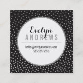 頭が切れるシンプルSPOTミニ水玉模様銀ブラック スクエア名刺 (正面)