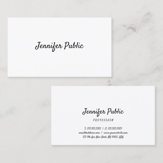 頭が切れるテンプレートエレガントハンドスクリプトモダンキュートトップ 名刺 (正面/裏面)