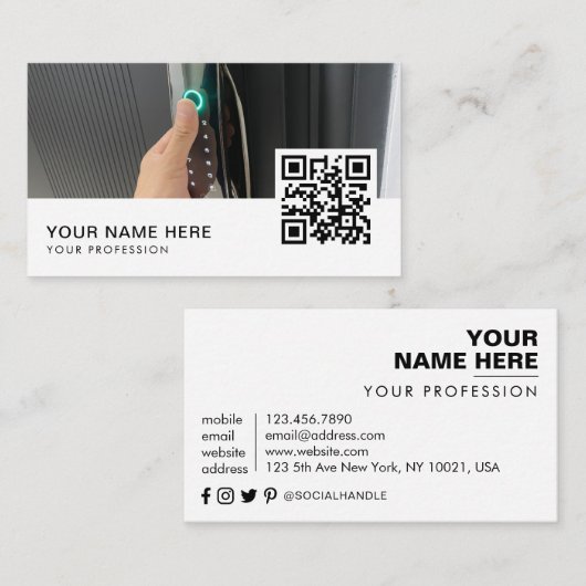 頭が切れるドアロックQRコード 名刺 (正面/裏面)