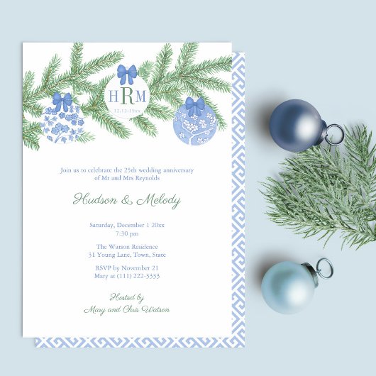 頭が切れるホリデーズモノグラ結婚ムの記念日パーティー 招待状