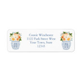 頭が切れる秋花模様差出人住所 ラベル (正面)