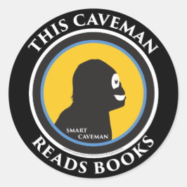 頭が切れるCaveman Stickers：このCavemanのブ読ック ラウンドシール