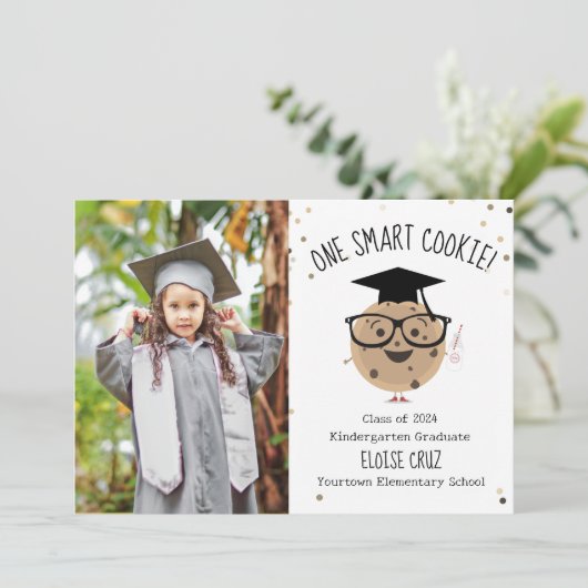 頭が切れるCookieフォトキッズ卒業発表 カード (スタンド正面)