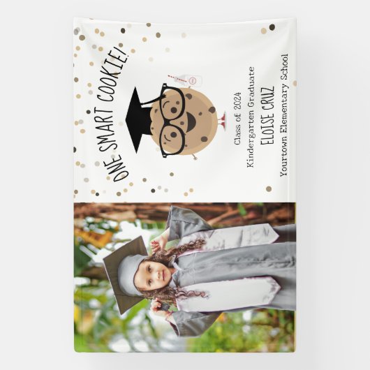 頭が切れるCookieフォトキッズ卒業発表 横断幕 (縦)