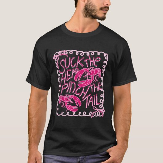 頭が吸尾のザリガニの季節をおもしろいピンチする Tシャツ (正面)