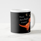 頭が肩(かた)の膝(ひざ) trex恐竜の漫画のユーモア ジャンボコーヒーマグカップ (正面右)