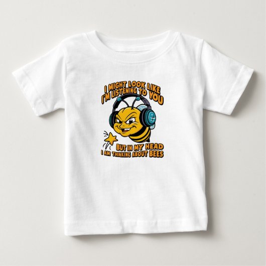頭が蜂考えだ ベビーTシャツ (正面)