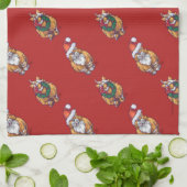 頭と尾ジンジャーキャットクリスマスパターン キッチンタオル (折り畳み)