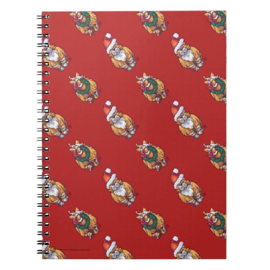 頭と尾ジンジャーキャットクリスマスパターン ノートブック (正面)