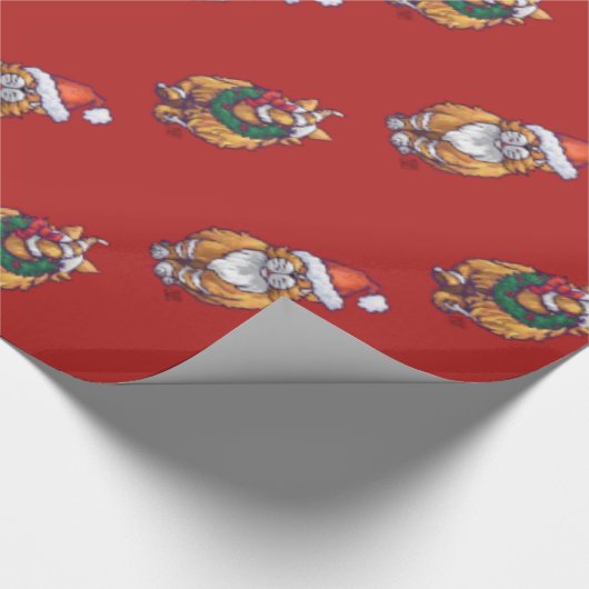 頭と尾ジンジャーキャットクリスマスパターン ラッピングペーパー (角)