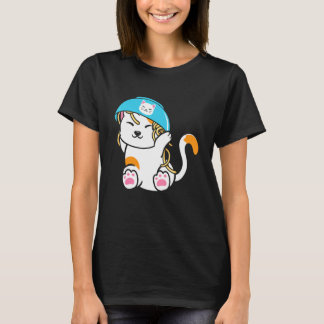 頭にどんぶりをのせたかわいい猫 食べ物 ネコ Tシャツ