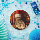 頭にストッキングを付けた猫 ペーパープレート (パーティー)