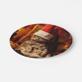 頭にストッキングを付けた猫 ペーパープレート (アングル)