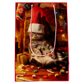 頭にストッキングを付けた猫 ミディアムペーパーバッグ (裏面)