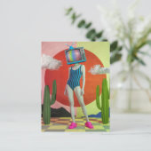 頭にテレビが付いた水着の超現実的な女性 ポストカード (スタンド正面)