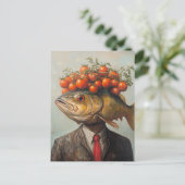 頭にトマトを塗った魚の人 ポストカード (スタンド正面)