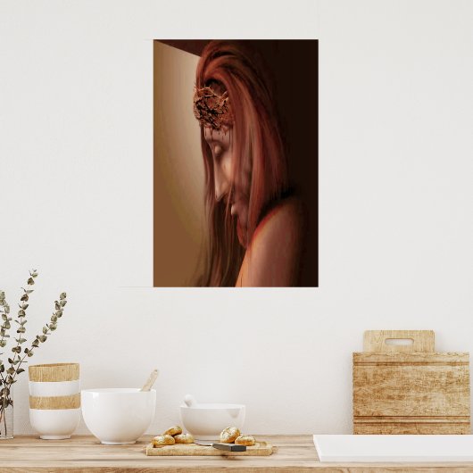 頭に刺さったイエス ポスター (キッチン)