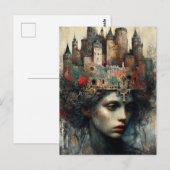 頭に城を乗せたおとぎの国の女王 ポストカード (正面/裏面)