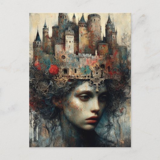 頭に城を乗せたおとぎの国の女王 ポストカード (正面)