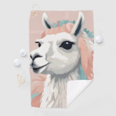 頭に毛がカラフルのった可愛いラマ ゴルフタオル (インサイチュ)