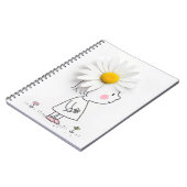 頭に白いデイジーの花を載せた小さな少女 ノートブック (左側)
