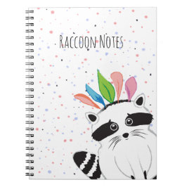頭に羽根をつけたユーモアたっぷりのアライグマ ノートブック