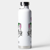 頭に花を咲かせたかわいい漫画ネコ ウォーターボトル (右面)