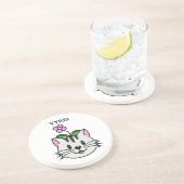 頭に花を咲かせたかわいい漫画ネコ コースター (側面)