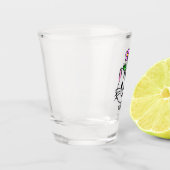 頭に花を咲かせたかわいい漫画ネコ ショットグラス (左)