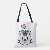 頭に花を咲かせたかわいい漫画ネコ トートバッグ (裏面)