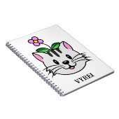 頭に花を咲かせたかわいい漫画ネコ ノートブック (右側)