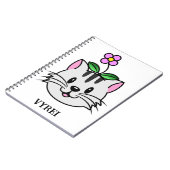 頭に花を咲かせたかわいい漫画ネコ ノートブック (左側)