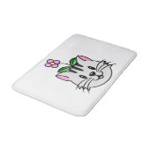 頭に花を咲かせたかわいい漫画ネコ バスマット (アングル)