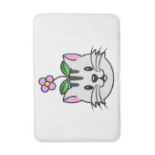 頭に花を咲かせたかわいい漫画ネコ バスマット (正面縦)