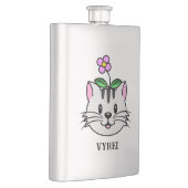 頭に花を咲かせたかわいい漫画ネコ フラスク (右)