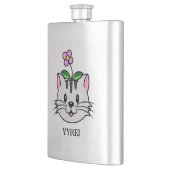 頭に花を咲かせたかわいい漫画ネコ フラスク (左)