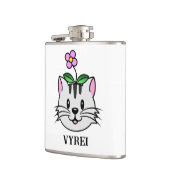 頭に花を咲かせたかわいい漫画ネコ フラスク (左)