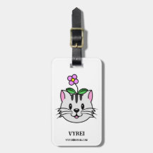 頭に花を咲かせたかわいい漫画ネコ