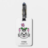 頭に花を咲かせたかわいい漫画ネコ ラゲッジタグ (裏面縦)