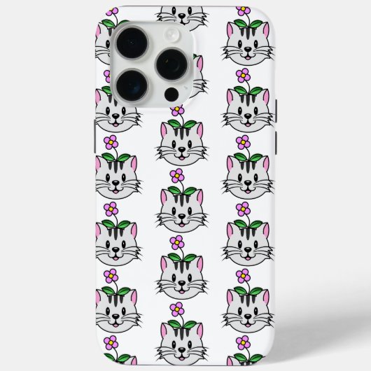 頭に花を咲かせたかわいい漫画ネコ Case-Mate iPhoneケース (裏面)