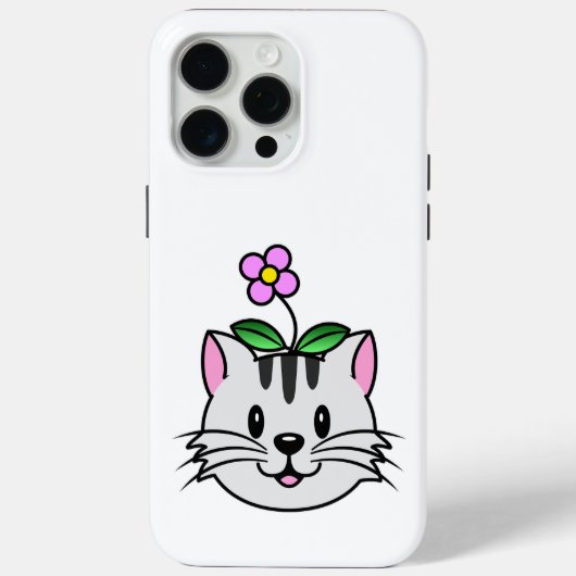頭に花を咲かせたかわいい漫画ネコ Case-Mate iPhoneケース (裏面)