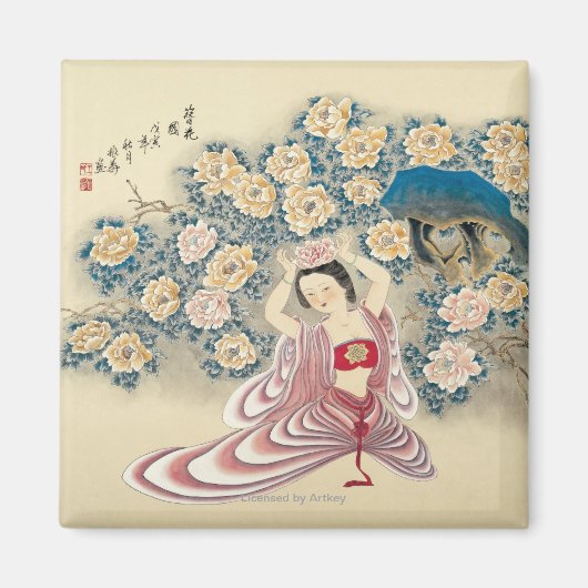 頭に花を挿す マグネット (正面)