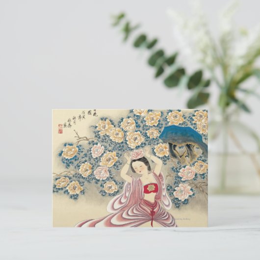 頭に花を飾る ポストカード (スタンド正面)