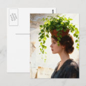 頭に観葉植物を乗せた女性 ポストカード (正面/裏面)
