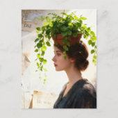 頭に観葉植物を乗せた女性 ポストカード (正面)