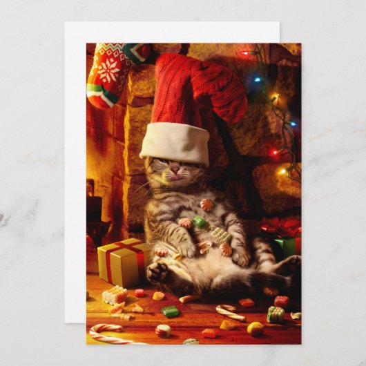 頭に靴下を被った猫 招待状 (正面/裏面)