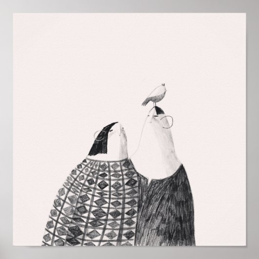 頭に鳥がいる ポスター (正面)