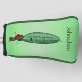 頭のための大きな漬物を持つ人は驚いた顔グリーン ゴルフヘッドカバー (正面)