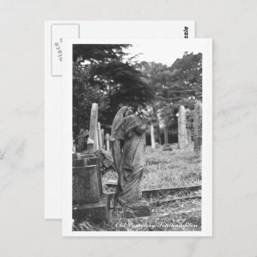 頭のない天使の彫像の古い墓地の郵便はがきの文字 ポストカード (正面/裏面)